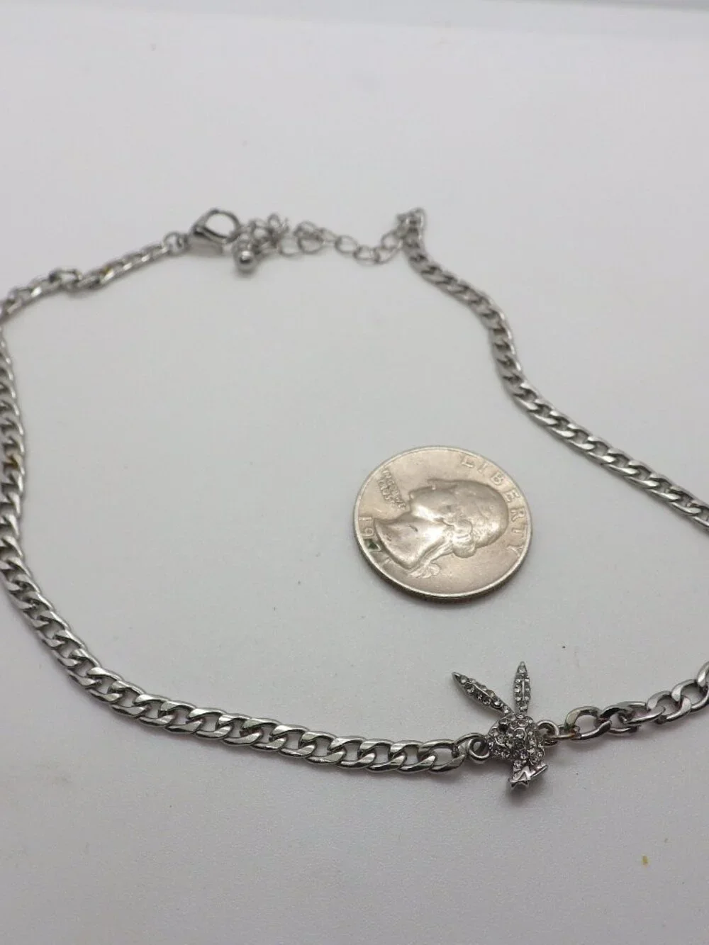 Vintage Playboy Bunny Necklace/Choker Silver tone 902G1